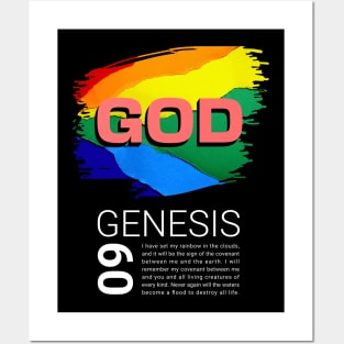 God - Rainbow Quote - Genesis 9 Posters and Art